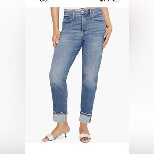 Good American High Waist Cuff Straight Leg Jeans